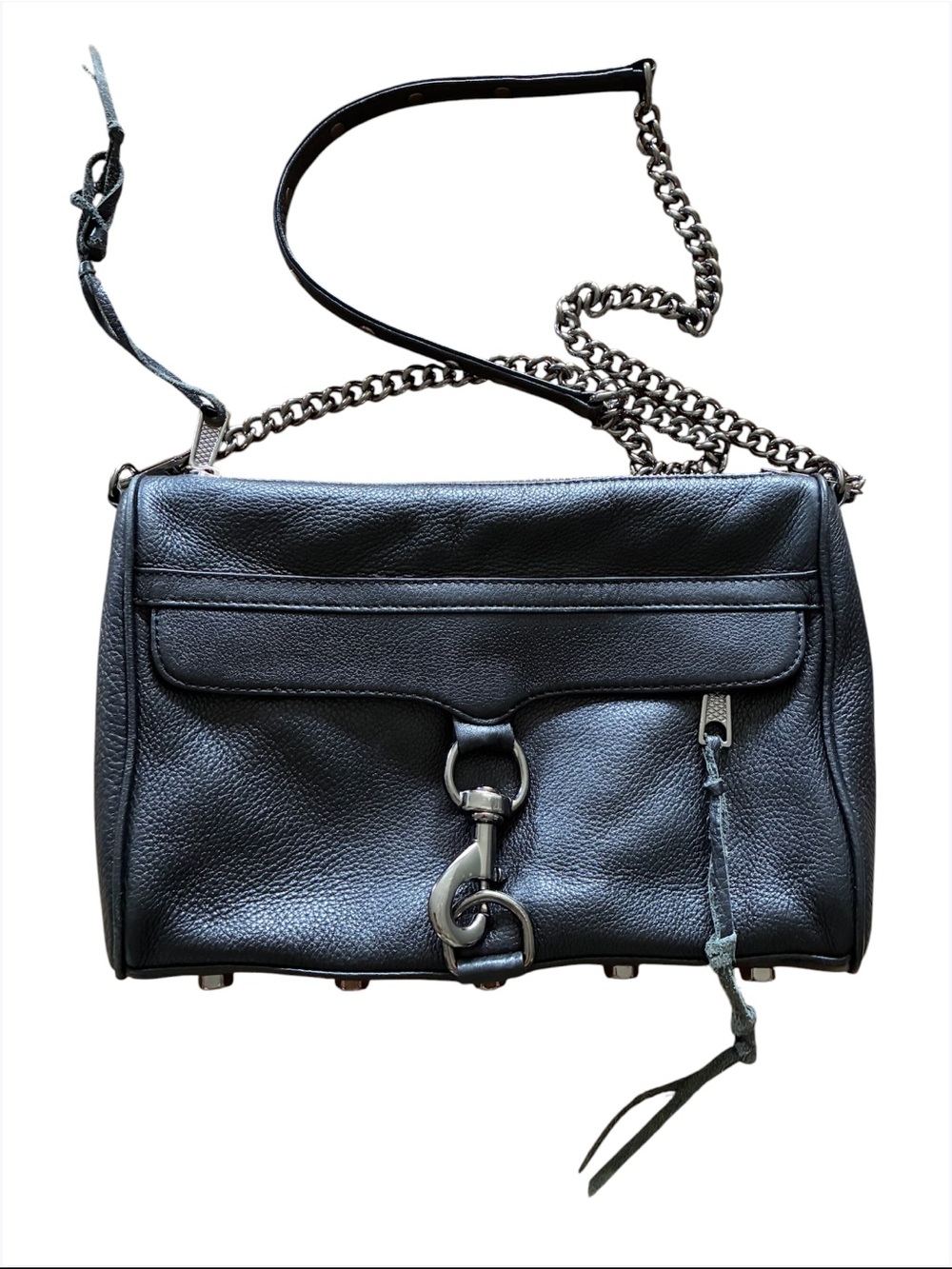 Rebecca Minkoff Black Leather Crossbody with Chain Strap